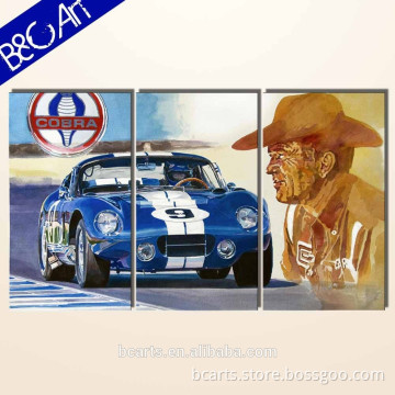 triplicate cool racing car handsome racing driver group wall painting